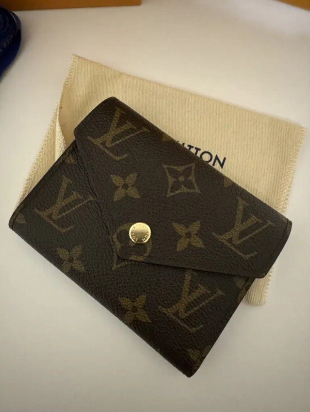 Louis Vuitton Monogram Small Zip Card Holder in Brown with Gold Hardware